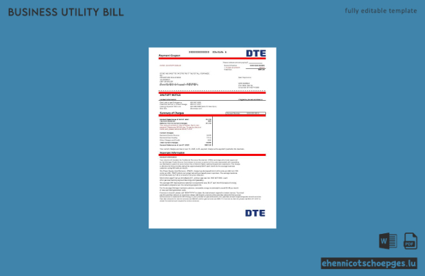 USA Michigan DTE Energy Beispielrechnung für Geschäftskunden (Vorschau)